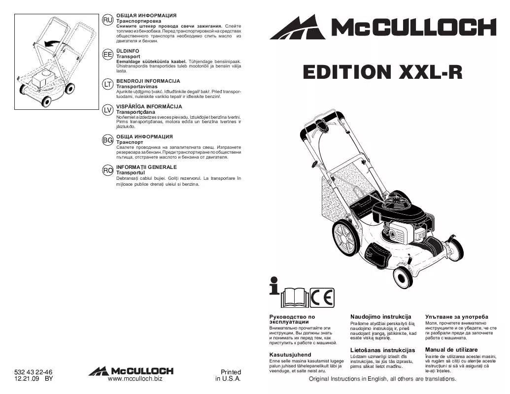 Mode d'emploi MCCULLOCH EDITION XXL-R