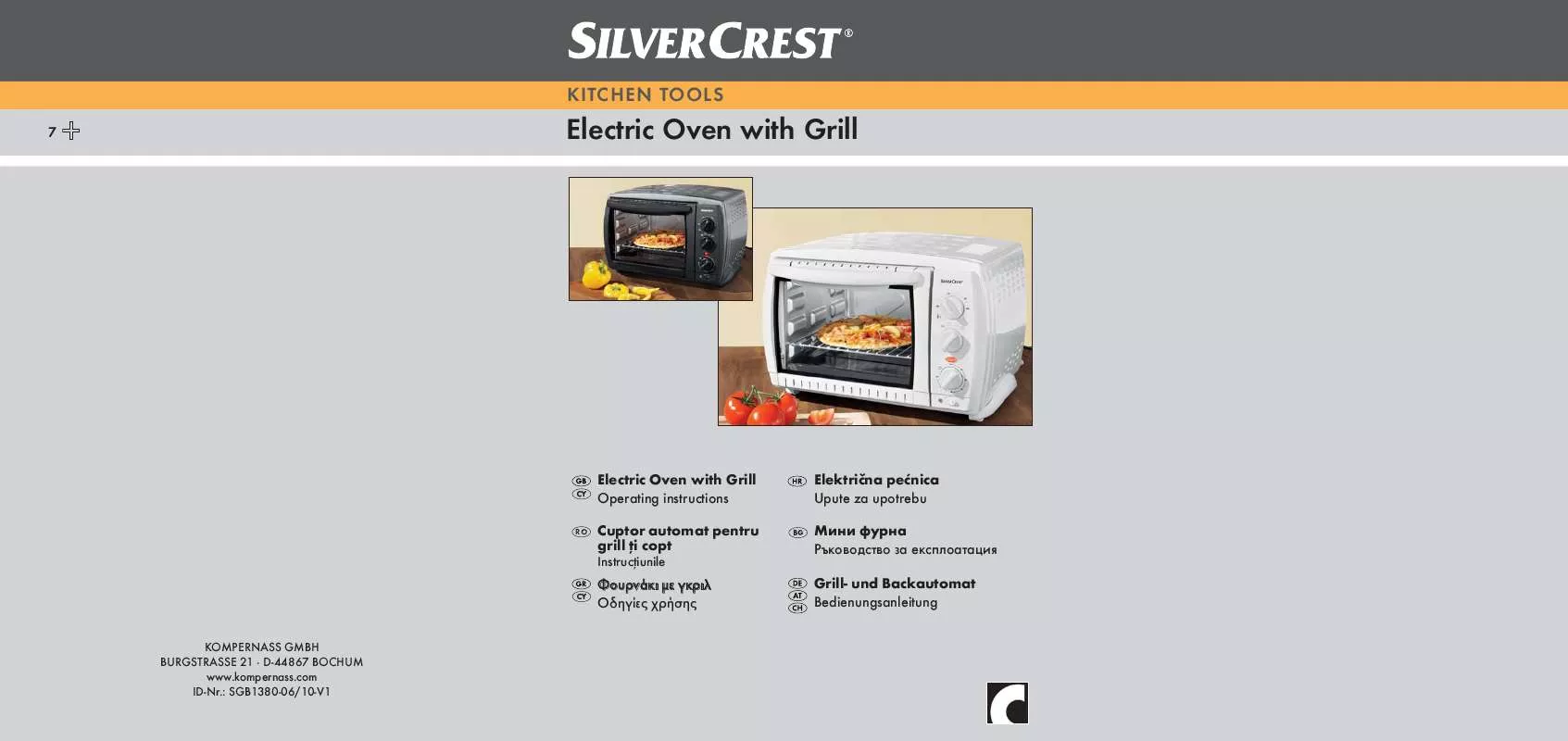 Mode d'emploi SILVERCREST SGB 1380 A1 ELECTRIC OVEN WITH GRILL