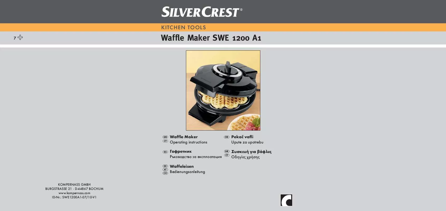 Mode d'emploi SILVERCREST SWE 1200 A1 WAFFLE MAKER