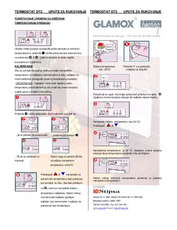 Mode d'emploi ADAX GLAMOX HEATING DT