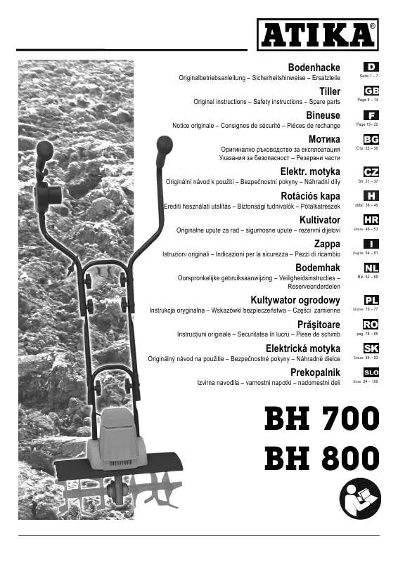 Mode d'emploi ATIKA BH 800