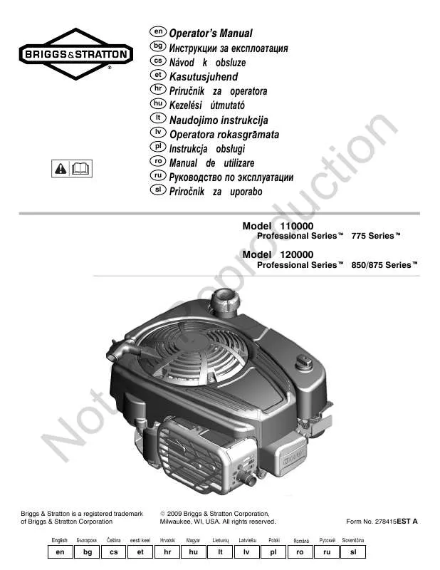 Mode d'emploi BRIGGS & STRATTON 110000 AND 120000