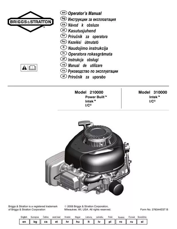 Mode d'emploi BRIGGS & STRATTON 210700