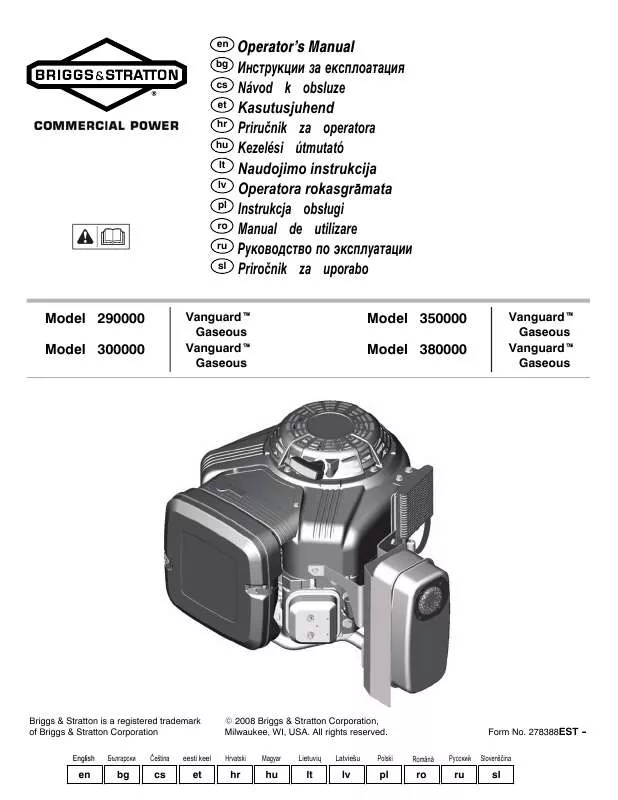 Mode d'emploi BRIGGS & STRATTON 380000