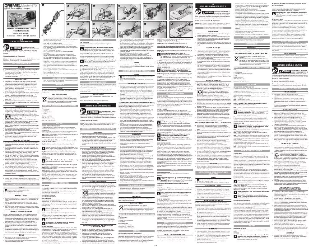 Mode d'emploi DREMEL 670 MINISAW ATTACHMENT