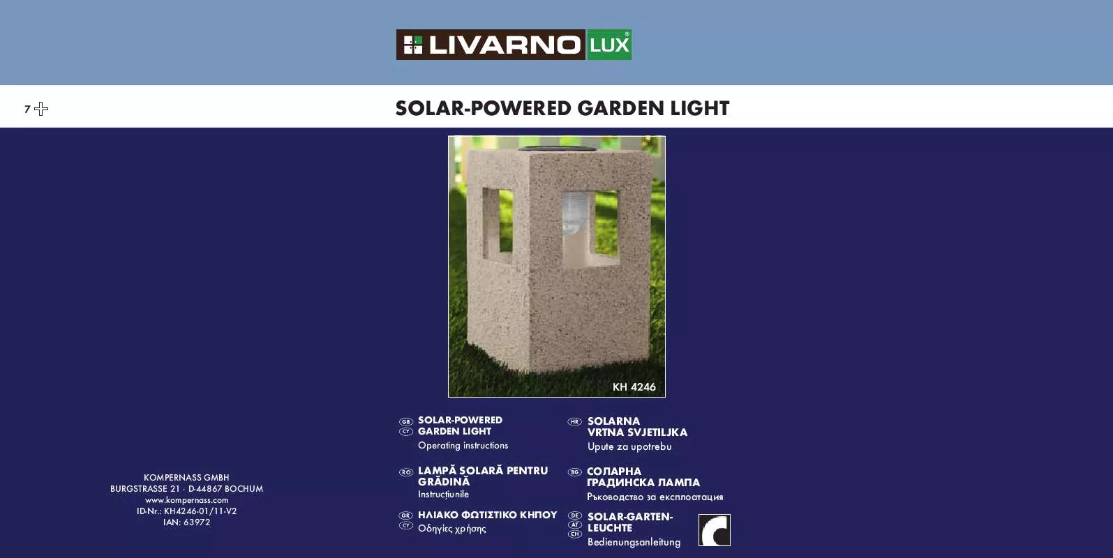 Mode d'emploi LIVARNO KH 4246 SOLAR-POWERED GARDEN LIGHT