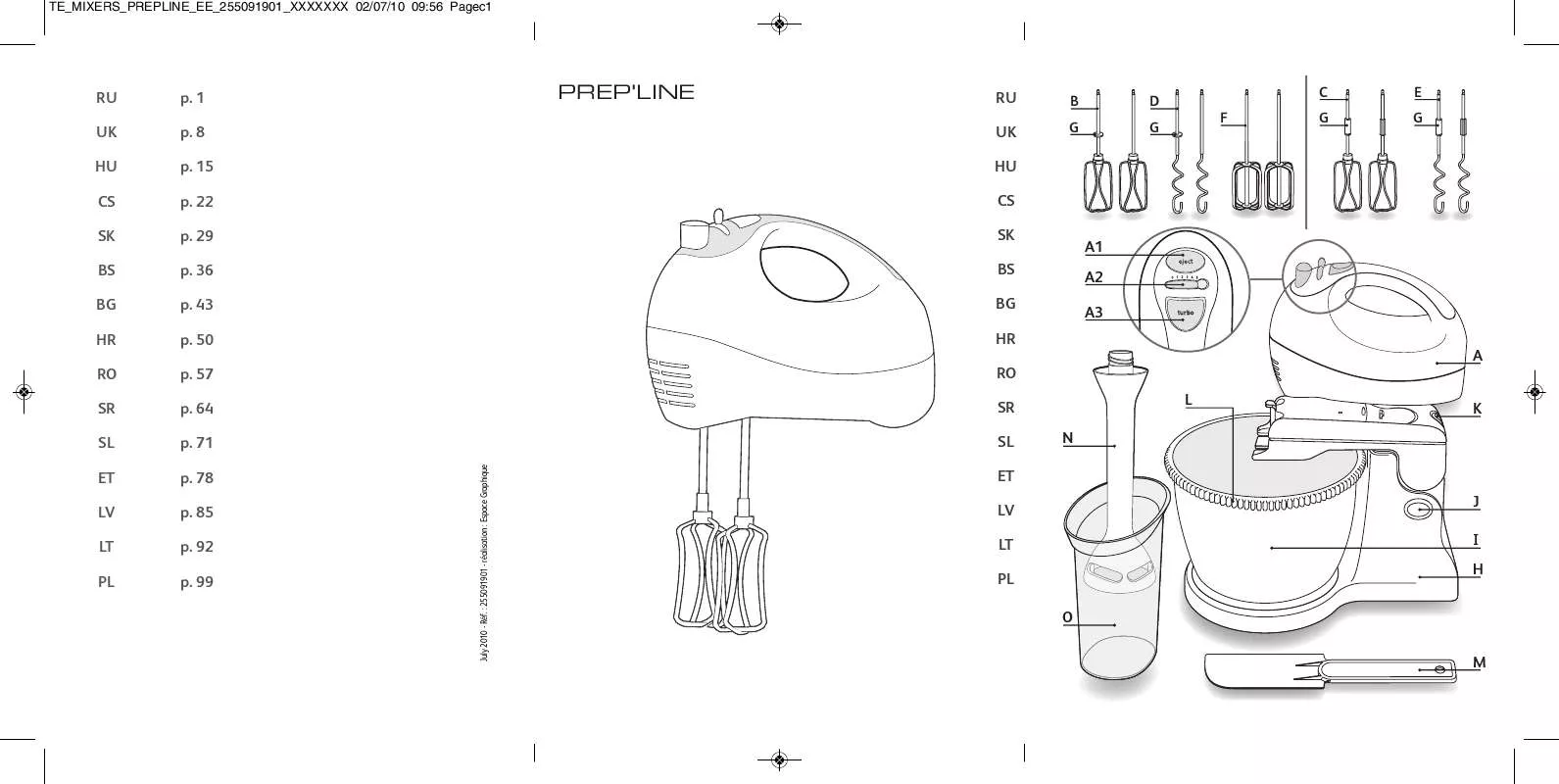 Mode d'emploi MOULINEX PREP LINE