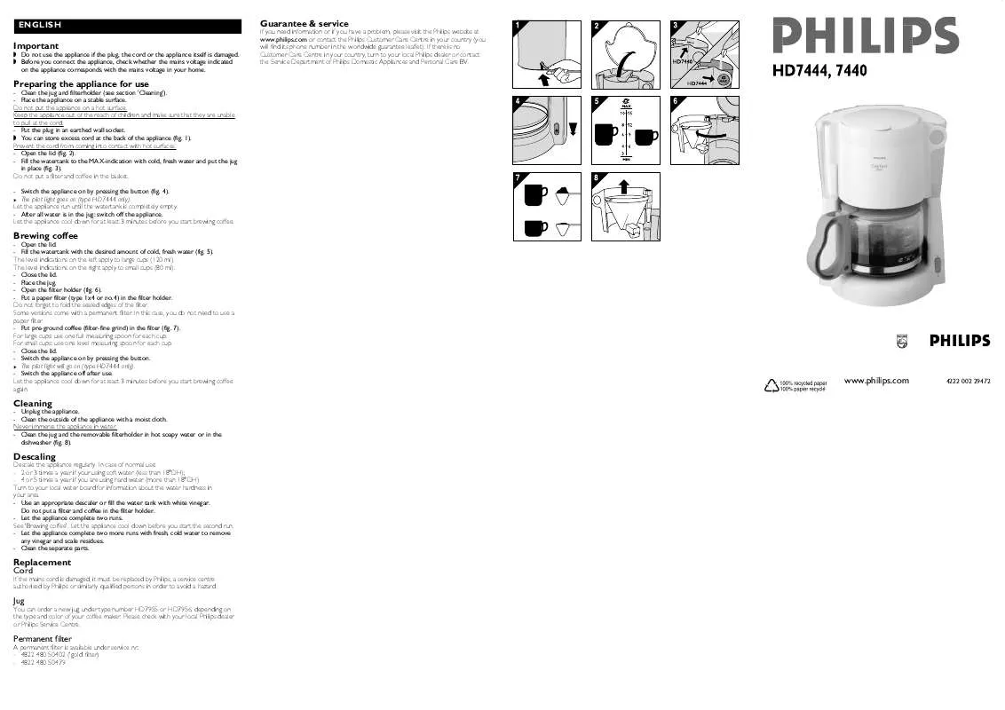 Mode d'emploi PHILIPS HD7440