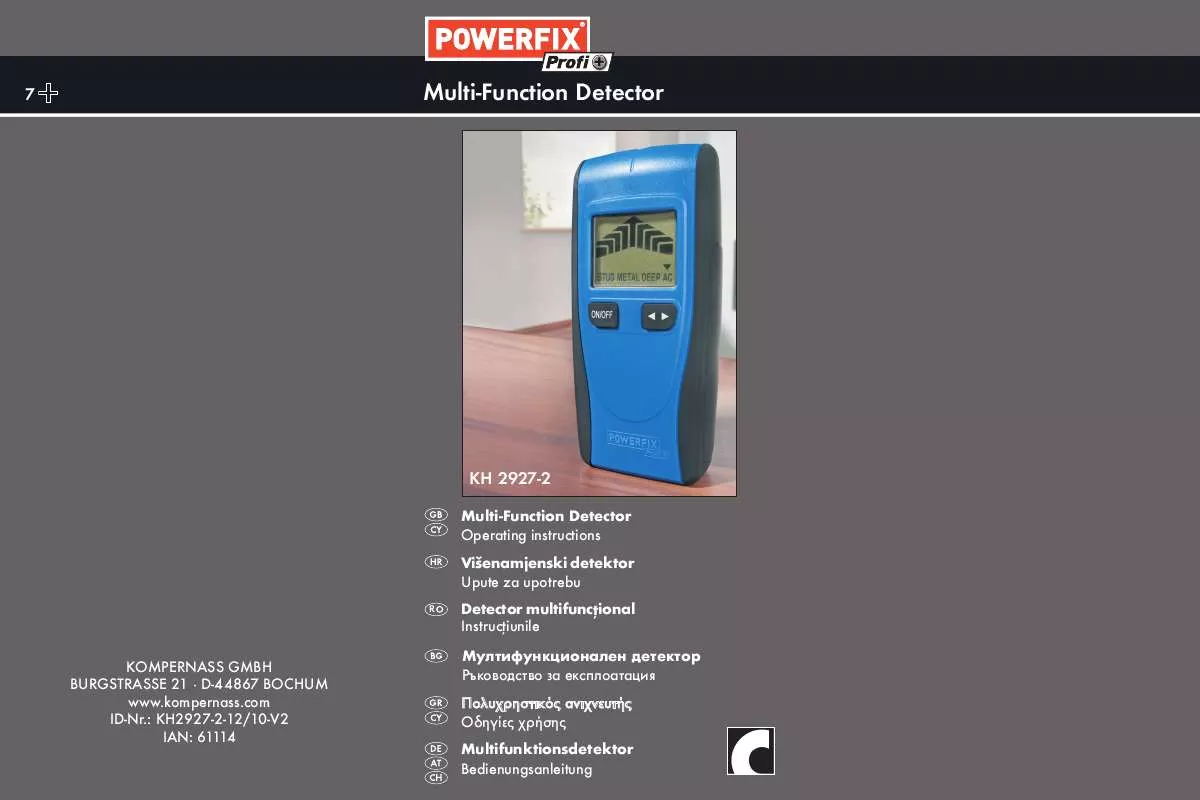 Mode d'emploi POWERFIX KH 2927-2 MULTI-FUNCTION DETECTOR