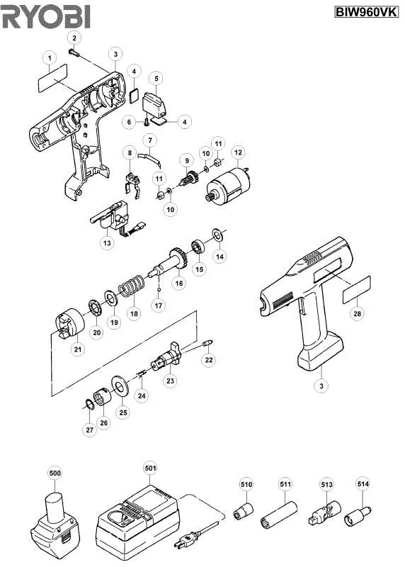 Mode d'emploi RYOBI BIW960VK