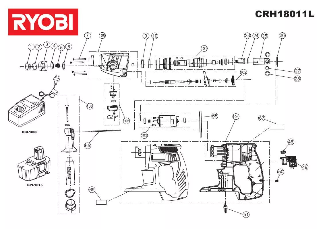 Mode d'emploi RYOBI CRH18011L