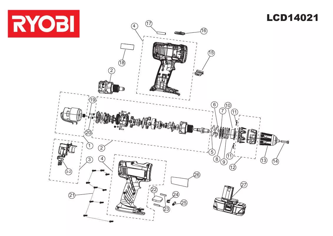 Mode d'emploi RYOBI LCD14021