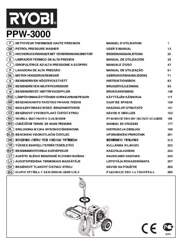 Mode d'emploi RYOBI PPW-3000