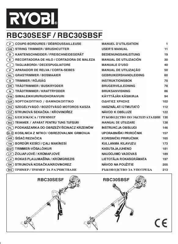 Mode d'emploi RYOBI RBC30SBSF