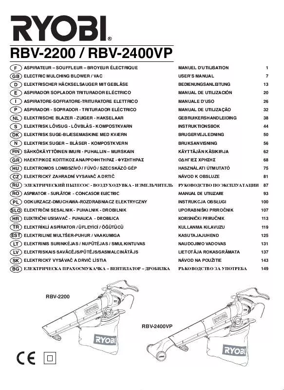 Mode d'emploi RYOBI RBV-2400VP