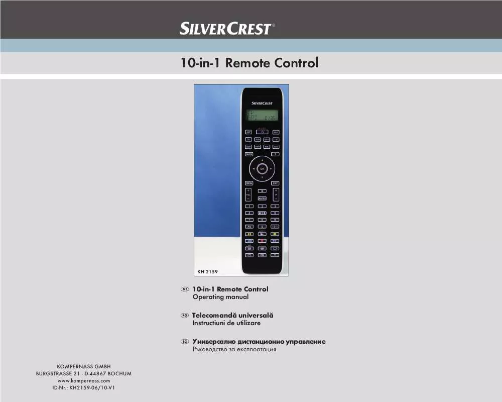 Mode d'emploi SILVERCREST KH 2159 10-IN-1 REMOTE CONTROL