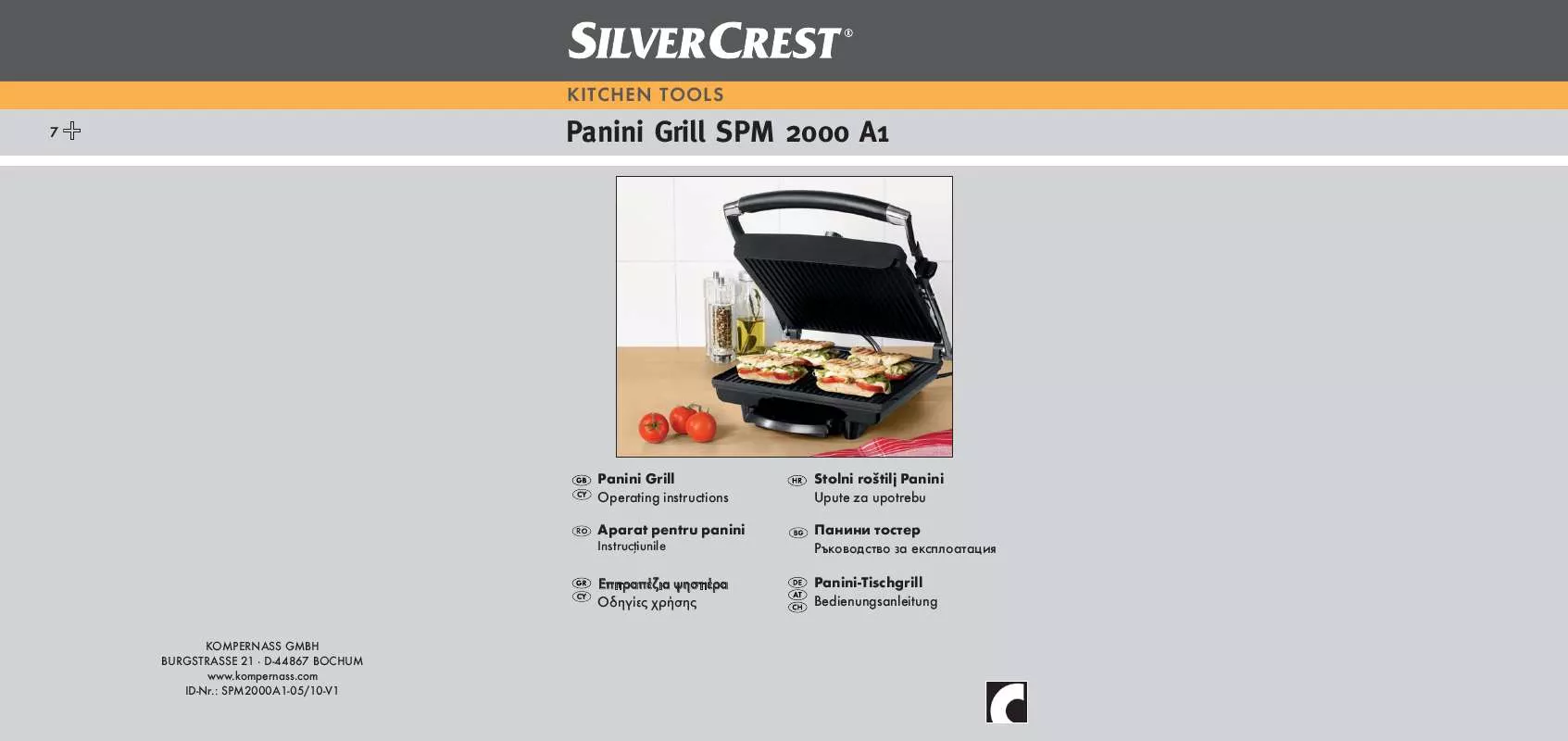 Mode d'emploi SILVERCREST SPM 2000 A1 PANINI GRILL