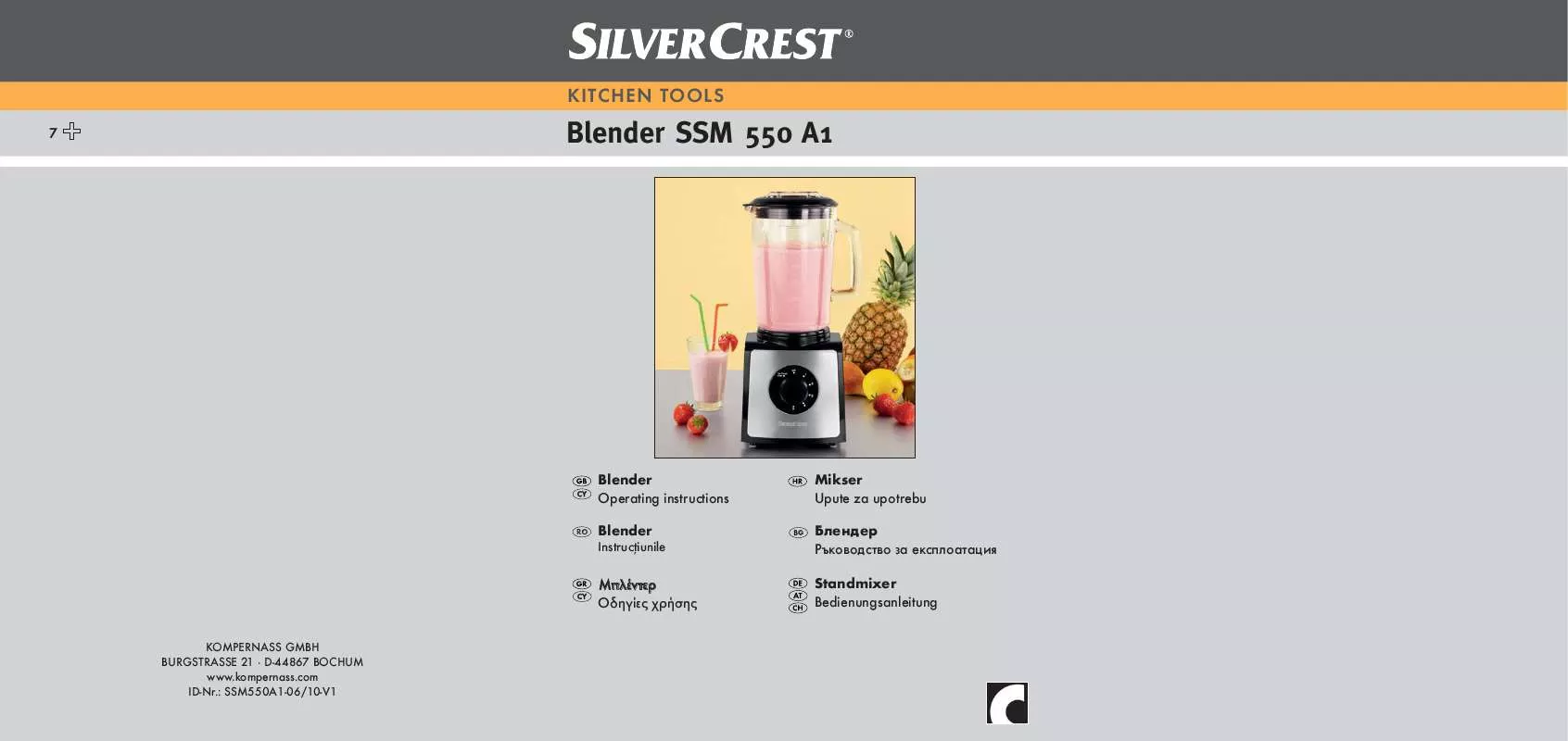 Mode d'emploi SILVERCREST SSM 550 A1 BLENDER