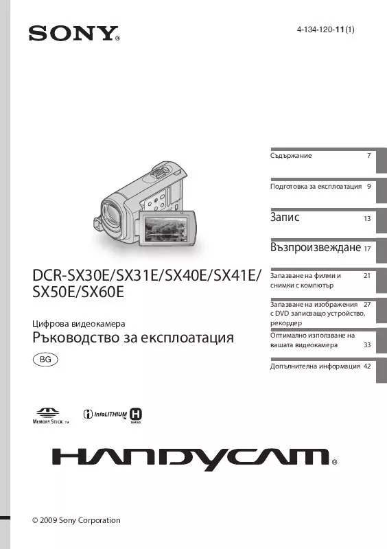 Mode d'emploi SONY DCR-SX31E