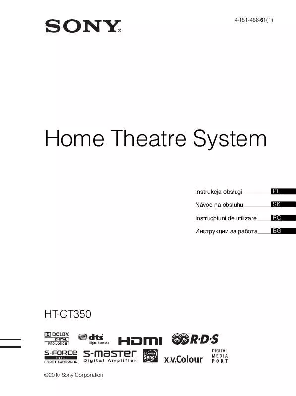 Mode d'emploi SONY HT-CT350