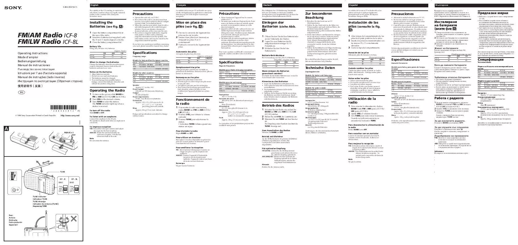 Mode d'emploi SONY ICF-8