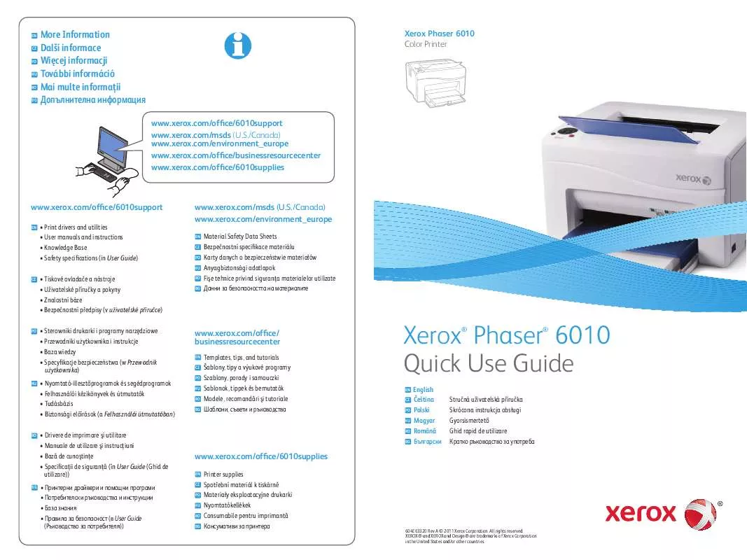 Mode d'emploi XEROX PHASER 6010